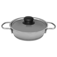 Сковорода с крышкой Амет Эконом 1с833 с ТРС-3 (0.50л, металл.крышка, листовые ручки, пластм.кнопка, нержавеющая сталь)