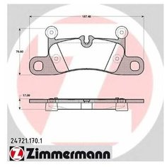 Комплект тормозных колодок Zimmermann 24721.170.1 для Porsche 911, Cayenne; VW Touareg