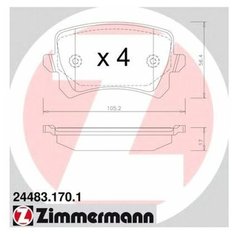 Комплект тормозных колодок Zimmermann 24483.170.1