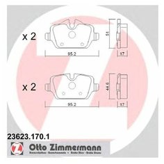Комплект тормозных колодок Zimmermann 23623.170.1 для BMW 1 серия E81,E82,E87, 3 серия E90,E91; MINI MINI COUNTRYMAN R60, MINI PACEMAN R61