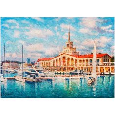 Картина стразами (алмазная мозаика) 40*50см, остров сокровищ "Морской порт Сочи", на подрам., 662590