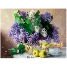 Картина стразами (алмазная мозаика) 40*50 см, остров сокровищ "Букет сирени", на подрамнике, 662430