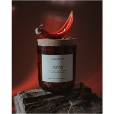 Свеча ароматическая LAVA ARTISAN "PEPPER / розовый перец" из кокосового воска с деревянным фитилем 280 мл
