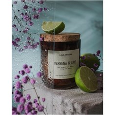 Свеча ароматическая LAVA ARTISAN "VERBENA & LIME / вербена и лайм" из кокосового воска с деревянным фитилем 280 мл