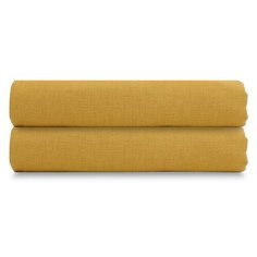 Простыня на резинке изо льна горчичного цвета Essential, 180х200х28 см, Tkano