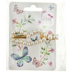 Lukky Fashion заколка- зажим жемчужное сердечко 1 шт