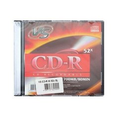 Диск CD-R VS 700 Mb, 52x, Slim Case (5), Ink Printable (5/200)