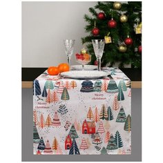 Дорожка на стол из рогожки "Всё себе"; Merry Christmas; Размер: 45 х 145