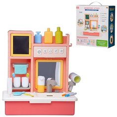 Игровой набор Помогаю Маме. Детский игровой центр Доброе утро, с акссесуарами, со световыми и звуковыми эффектами, розовый - Abtoys [PT-01558]