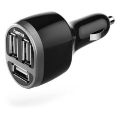 Автомобильное зарядное устройство Hama H-173603 2.1A+2.1A+1A универсальное, черный (00173603)