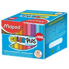 Мел цветной, круглый, специальная формула "без грязи", 10 цветов, 100 шт MAPED COLORPEPS