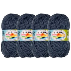 Пряжа Alpina Alpaca Trenza однотонная, 90 % альпака, 10 % полиамид, 50 г, 150 м, 4 шт., №03 серый