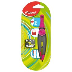 Циркуль MAPED STOP&SAFE с пластиковыми штангами в блистере, цвет красный