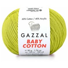 Gazzal Пряжа Gazzal Baby Cotton (60% хлопок, 40% акрил) 50 г 165 м, 3457 фисташка