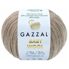 Gazzal Пряжа Gazzal Baby Wool (40% Мериносовая шерсть, 20% Кашемир ПА, 40% Акрил) 50 г 175 м, 835 кофе с молоком