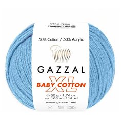 Gazzal Пряжа Gazzal Baby Cotton XL (50% хлопок, 50% акрил) 50 г 105 м, 3423 голубой