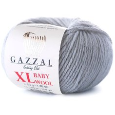 Gazzal Пряжа Gazzal Baby Wool XL (40% Мериносовая шерсть, 20% Кашемир ПА, 40% Акрил) 50 г 100 м, 817 светло-серый