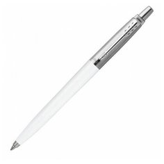 Ручка шариковая PARKER "Jotter Plastic CT", корпус белый, детали из нержавеющей стали, синяя, R0032930