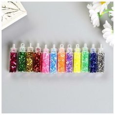 Набор глиттера для творчества в бутылочке "Блеск"(набор 12 шт), вес 1 шт - 2,79 гр 279974 Сима ленд