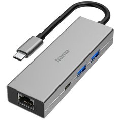 Разветвитель USB-C Hama H-200108 серый (00200108)