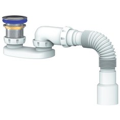 Сифон Unicorn B430V для мойки бутылочный с прямоугольным переливом 3 1/2", 40 мм