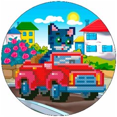 Мозаика Рыжий кот «Котик на машине», 18 см