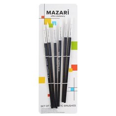 Кисти Mazari 6 шт, из нейлона, заостренные, обойма обжимная (M-5154)