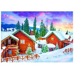 Рыжий кот Алмазная мозаика, 30?40 см, без подрамника, с полным заполнением, 35 цв. «Заснеженные дома