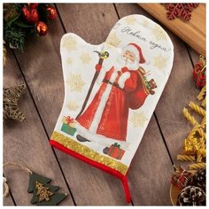 Этель Варежка- прихватка "С новым годом" 20х28см, саржа, 100% х/л, ватин 250г/м2