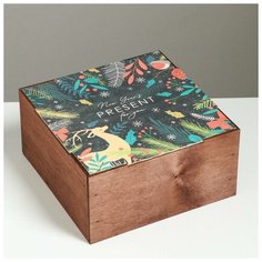 Дарите Счастье Ящик деревянный New year present, 20 ? 20 ? 10 см