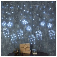 Luazon Lighting Гирлянда "Бахрома" 2.4 х 0.9 м с насадками "Олень", IP20, прозрачная нить, 138 LED, свечение белое, 8 режимов, 220 В