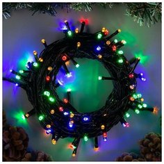 Luazon Lighting Гирлянда "Нить" 10 м , IP20, тёмная нить, 100 LED, свечение мульти, 8 режимов, 220 В