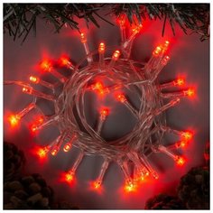 Luazon Lighting Гирлянда "Нить" 2 м , IP20, прозрачная нить, 20 LED, свечение красное, 2 режима, 3 х AA