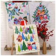 DomoVita Набор вафельных полотенец в коробке Совята 45х60см-3шт, хлопок 100%, 170г/м2