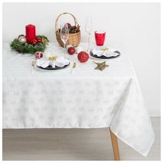 Этель Скатерть Этель "Серебряные ёлочки" цв. белый, 150*220 см, 115 ±10 гр,100% п/э
