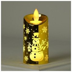 Luazon Lighting Фигура световая "Свеча золото снеговик", 9х5х5 см, от батареек 3xAG13 (в компл Т/белый