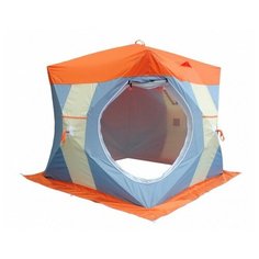 Палатка для зимней рыбалки Митек Нельма Куб-2 Люкс, цвет: оранжевый, серо- голубой