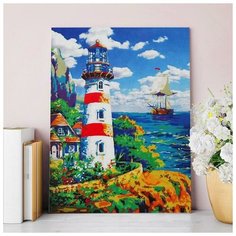 Школа талантов Алмазная вышивка с частичным заполнением «Маяк», 30 х 40 см, холст, емкость. Набор для творчества