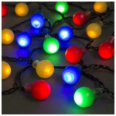 Luazon Lighting Гирлянда "Нить" 5 м с насадками "Шарики цветные", IP20, тёмная нить, 30 LED, свечение мульти, 8 режимов, 220 В