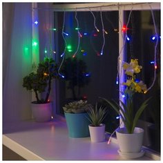 Luazon Lighting Гирлянда "Бахрома" 3 х 0.5 м , IP20, прозрачная нить, 80 LED, свечение мульти, 8 режимов, 220 В