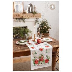 Этель Дорожка на стол Christmas red flowers 40*147 см, 100% хл, саржа 190гр/м2
