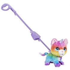 Интерактивная мягкая игрушка FurReal Friends Walkalots Котик-единорожек E5307, радужный Hasbro