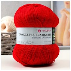 Пехорский текстиль Пряжа "Кроссбред Бразилии" 50%меринос.шерсть, 50% акрил 500м/100гр (88-Красный мак) Пехорка