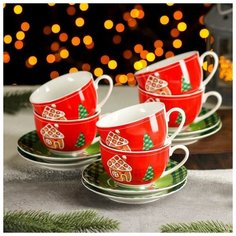 Magistro Сервиз чайный 12 предметов Magistro «Новый Год. Пряничный домик», чашка 280 мл, блюдце d=15 см