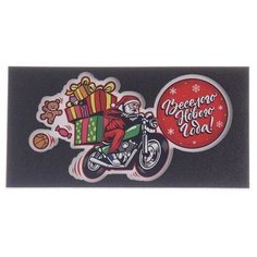 Стильная открытка Конверт деревянный резной "Веселого Нового Года!" мотоцикл