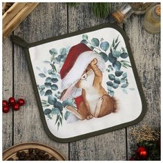 Этель Прихватка "Сhristmas bunny" 19х19 саржа,100% х/л, ватин 250г/м2