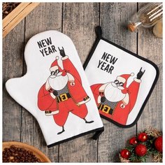 Этель Набор кух. "Rock grandfather" варежка- прихватка 20х28см, прихватка 19х19см,100% хл