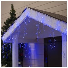 Гирлянда уличная Luazon Lighting "Бахрома" УМС, 3*0,6 м, 3W LED-160-220V, нить прозрачная, свечение синее (187278)