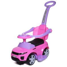 Каталка-толокар Babycare Sport Car с резиновыми колесами и кожаным сиденьем (614W) розовый