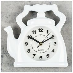 Часы настенные Quartz серия: Кухня, "Чайник", белый, 24*24 см, плавный ход Рубин
